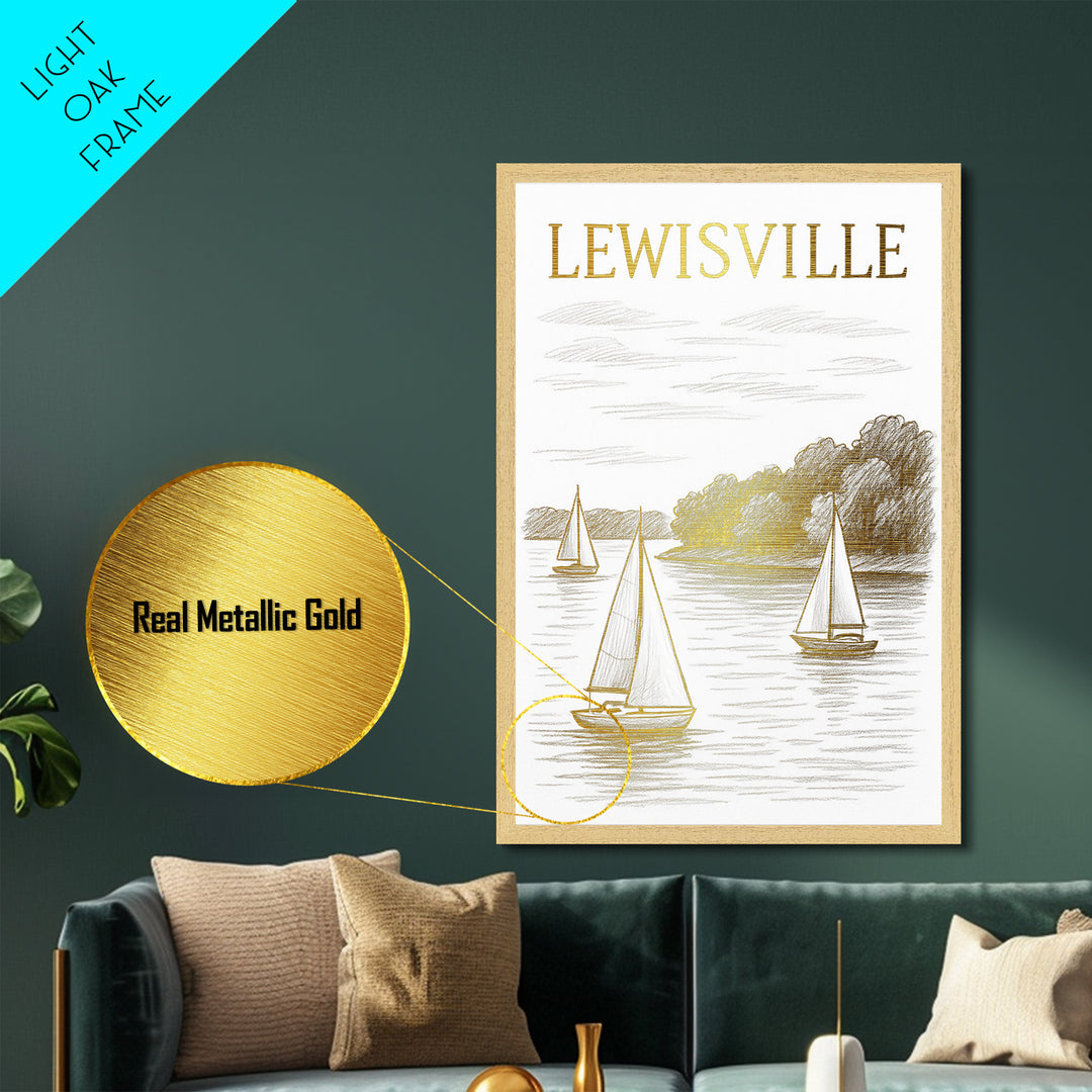 Lewisville Texas art, Metallic Gold Art, Modern House Art, Metal Art, Wood Framed Art, Graduation Travel Gift, Travel Gift