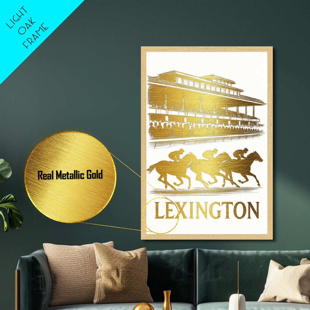 Lexington Kentucky art, Metallic Gold Art, Best Friend Gifts, Metal Art, Wood Framed Art, Birthday Travel Gift, Destination Gift