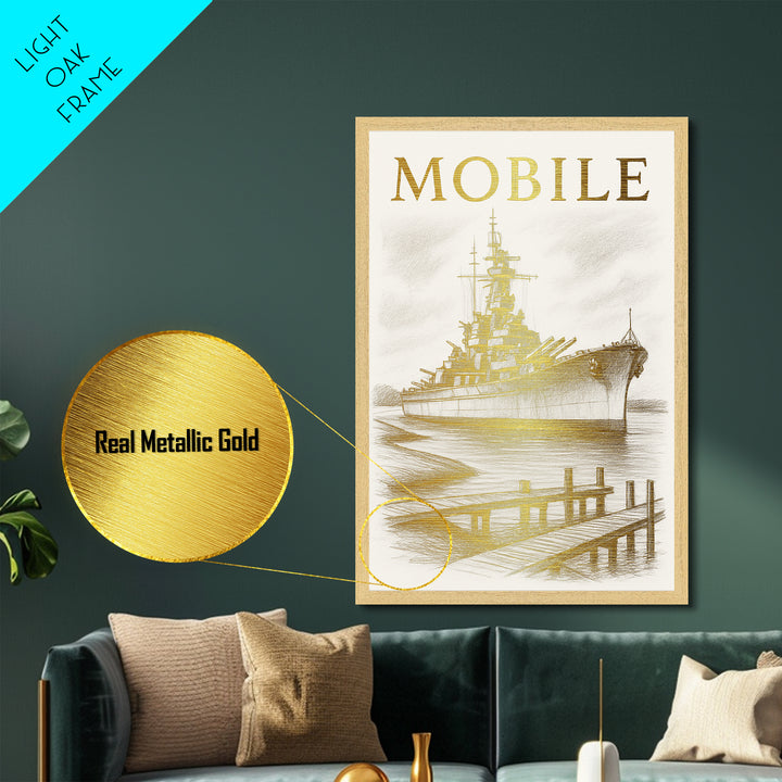 Miramar Florida art, Metallic Gold Art, Office Decor, Metal Art, Wood Framed Art, Graduation Travel Gift