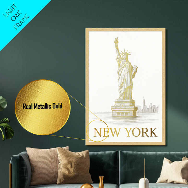 New York New York art, Metallic Gold Art, Modern House Art, Metal Art, Wood Framed Art, Graduation Travel Gift, Travel Gift