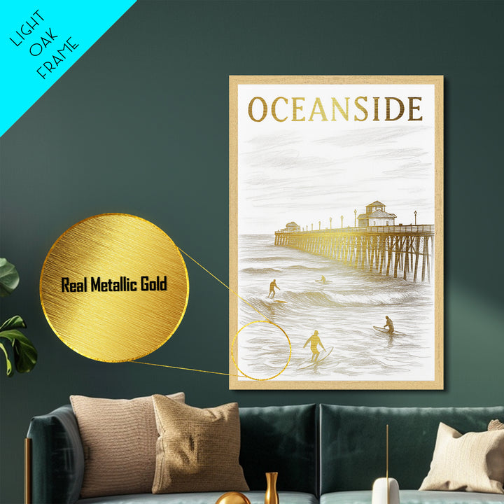 Oklahoma City Oklahoma travel, Metallic Gold Print, Closing Gift, Metal Art, Wood Framed Art, Anniversary Gift, Retirement Travel Gift