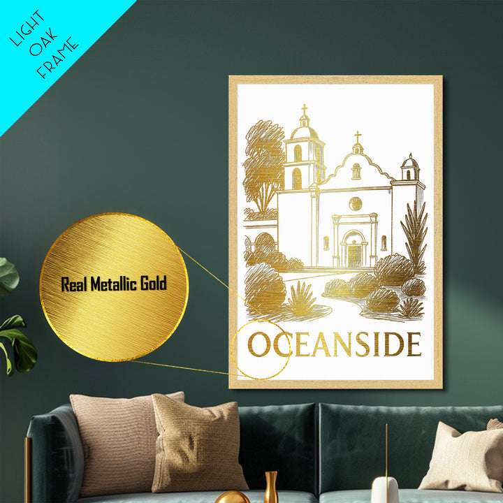 Oklahoma City Oklahoma art, Metallic Gold Art, Office Decor, Metal Art, Wood Framed Art, Graduation Travel Gift, Destination Gift
