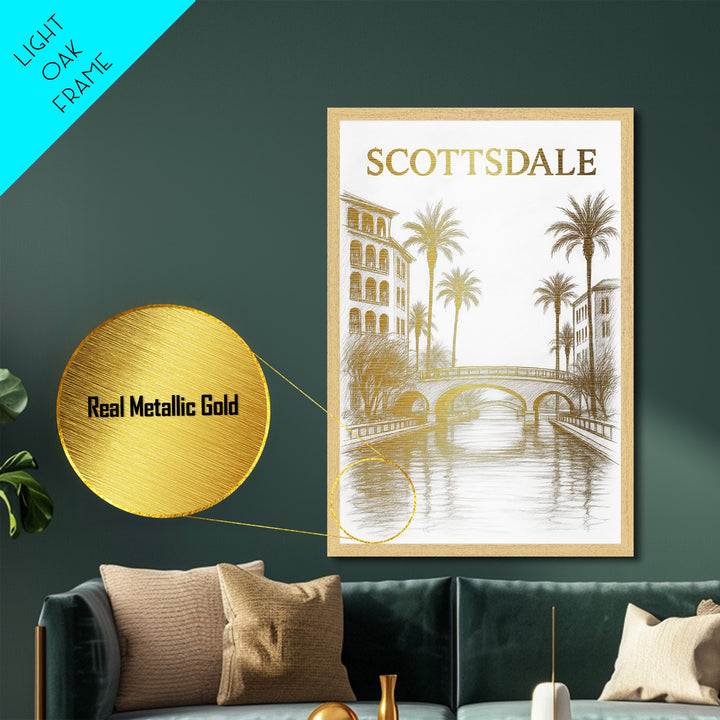 Scottsdale Arizona travel, Metallic Gold Art, Best Friend Gifts, Metal Art, Wood Framed Art, Birthday Travel Gift, Destination Gift