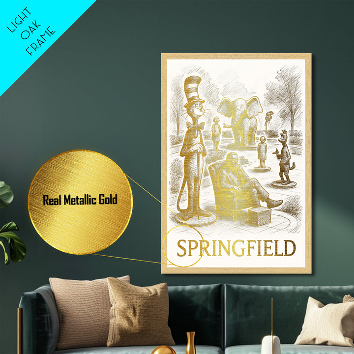 Springfield Missouri travel, Metallic Gold Print, Closing Gift, Metal Art, Wood Framed Art, Anniversary Travel Gift, Retirement Gift