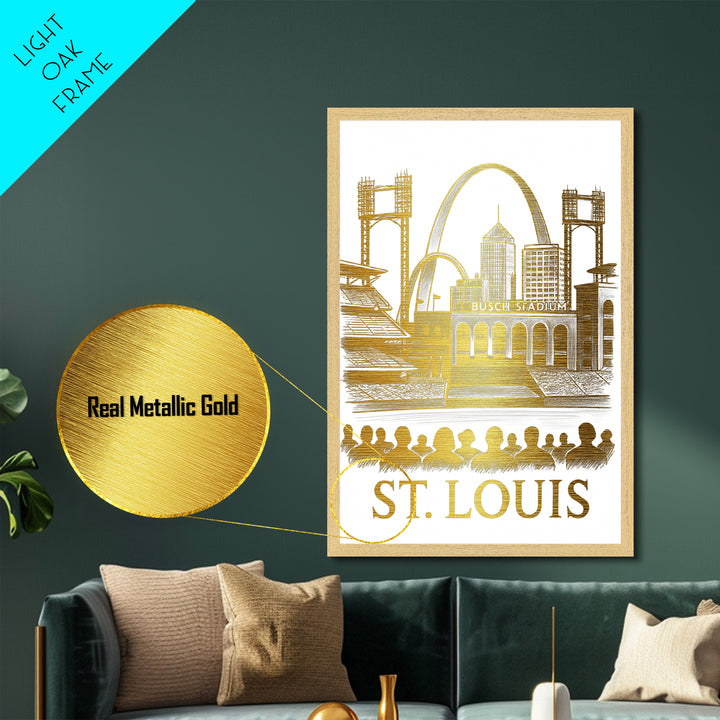 St. Louis Missouri art, Metallic Gold Art, Office Decor, Metal Art, Wood Framed Art, Graduation Travel Gift, Destination Gift