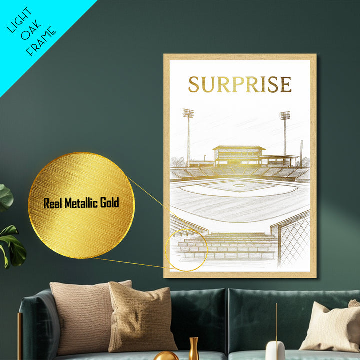 Surprise Arizona travel, Metallic Gold Print, Closing Gift, Metal Art, Wood Framed Art, Anniversary Travel Gift, Retirement Gift