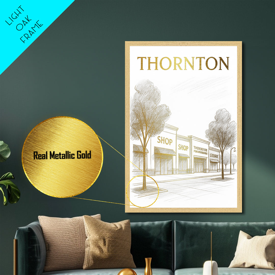 Thornton Colorado travel, Metallic Gold Print, Modern House Art, Metal Art, Wood Framed Art, Graduation Travel Gift, Destination Gift