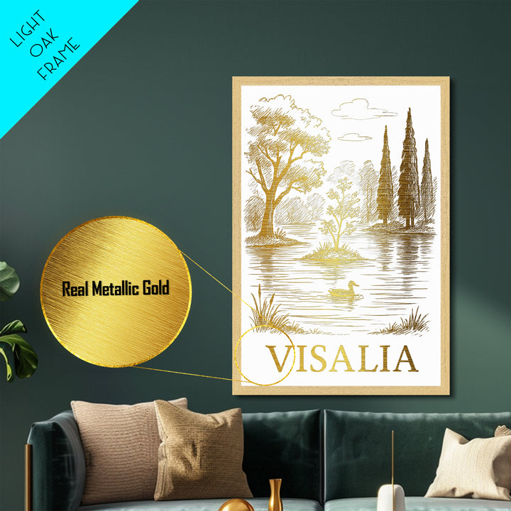 Visalia California art, Metallic Gold Art, Wood Framed Art, Metal Art, Modern House Art, Metallic Gold Art, Bedroom Wall Art
