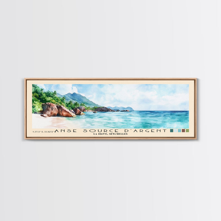 Anse Source d’Argent, La Digue, Seychelles Watercolor Print, Vacation Gift, La Digue, Seychelles Wall Art, Vacation Wall Art, Vacatation Memories, Beach Decor, Beach Or Lakehouse Art