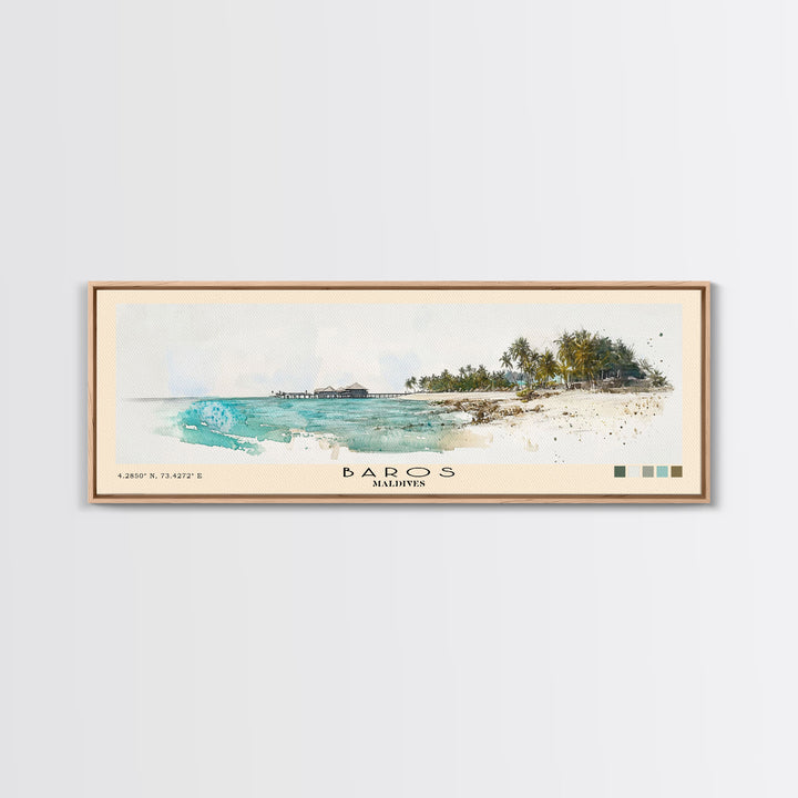 Baros, Maldives Watercolor Print, Vacation Gift, Maldives Wall Art, Vacation Wall Art, Vacatation Memories, Beach Decor, Beach Or Lakehouse Art