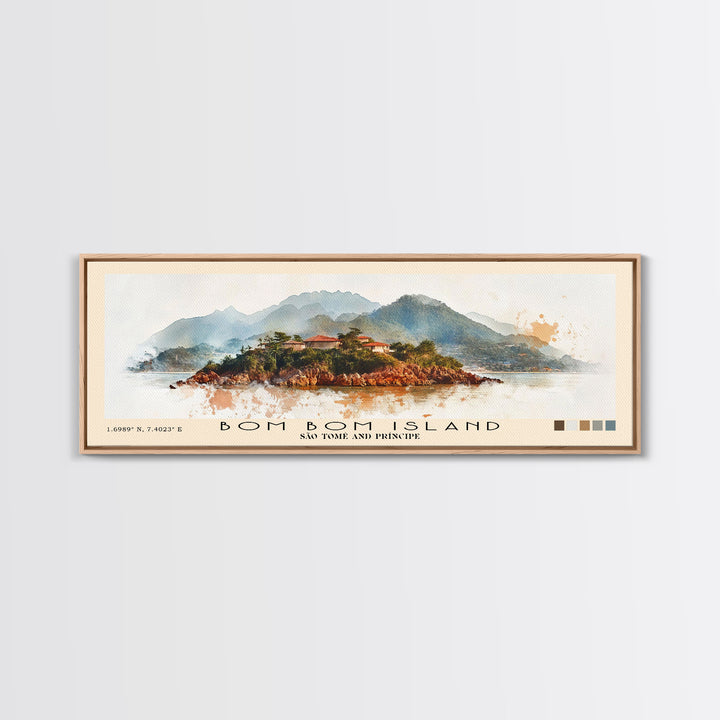 Bom Bom Island, São Tomé and Príncipe Watercolor Print, Vacation Gift, São Tomé and Príncipe Wall Art, Vacation Wall Art, Vacatation Memories, Beach Decor, Beach Or Lakehouse Art