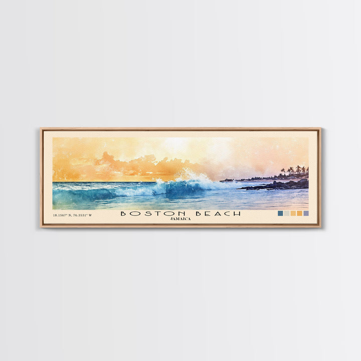Boston Beach, Jamaica Watercolor Beach Print, Vacation Gift, Jamaica Wall Art, Beach Painting, Beach Decor, Beach Painting
