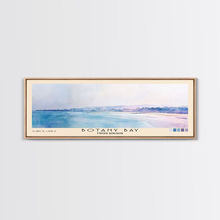 Botany Bay, United Kingdom Watercolor Print, Vacation Gift, United Kingdom Wall Art, Beach Painting, Beach Decor, Large Wall Art, Wood Frame Art