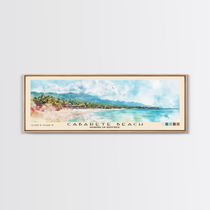 Cabarete Beach, Dominican Republic Watercolor Print, Vacation Gift, Dominican Republic Wall Art, Beach Painting, Beach Decor, Large Wall Art, Wood Frame Art