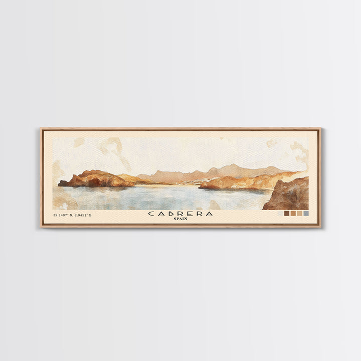 Cabrera, Spain Watercolor Beach Print, Vacation Gift, Spain Wall Art, Framed Canvas Print, Framed Beach Painting