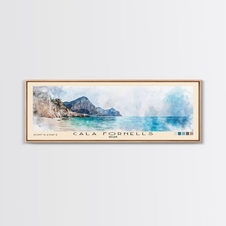 Cala Fornells, Spain Watercolor Print, Vacation Gift, Spain Wall Art, Beach Painting, Beach Decor, Beach Or Lakehouse Art