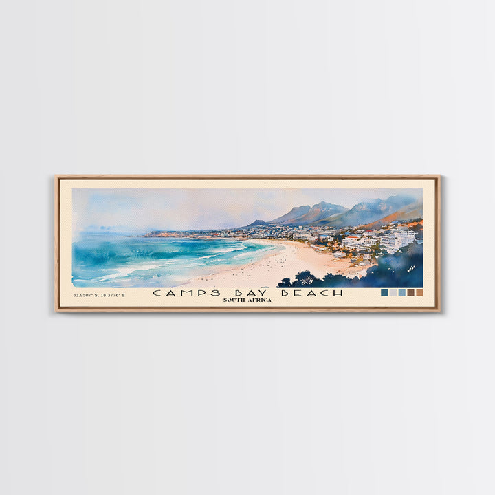 Camps Bay Beach, South Africa Watercolor Print, Vacation Gift, South Africa Wall Art, Beach Painting, Beach Decor, Beach Or Lakehouse Art