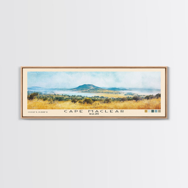 Cape Maclear, Malawi Watercolor Print, Vacation Gift, Malawi Wall Art, Beach Painting, Beach Decor, Large Wall Art, Wood Frame Art