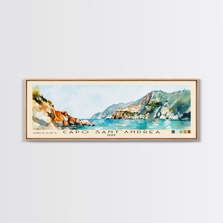 Capo Sant’Andrea, Italy Watercolor Print, Vacation Gift, Italy Wall Art, Beach Painting, Beach Decor, Beach Or Lakehouse Art