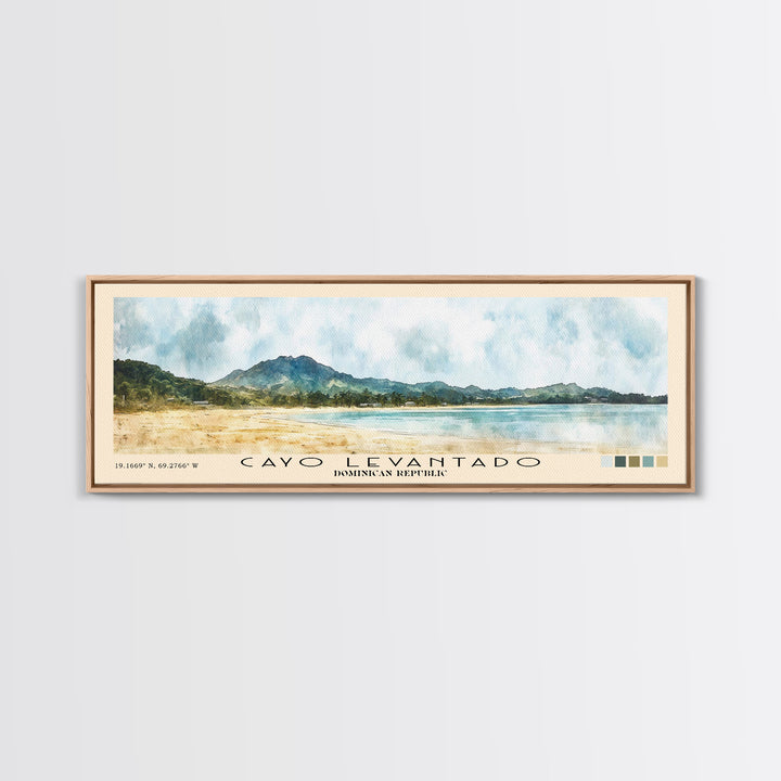 Cayo Levantado, Dominican Republic Watercolor Print, Vacation Gift, Dominican Republic Wall Art, Beach Painting, Beach Decor, Large Wall Art, Wood Frame Art