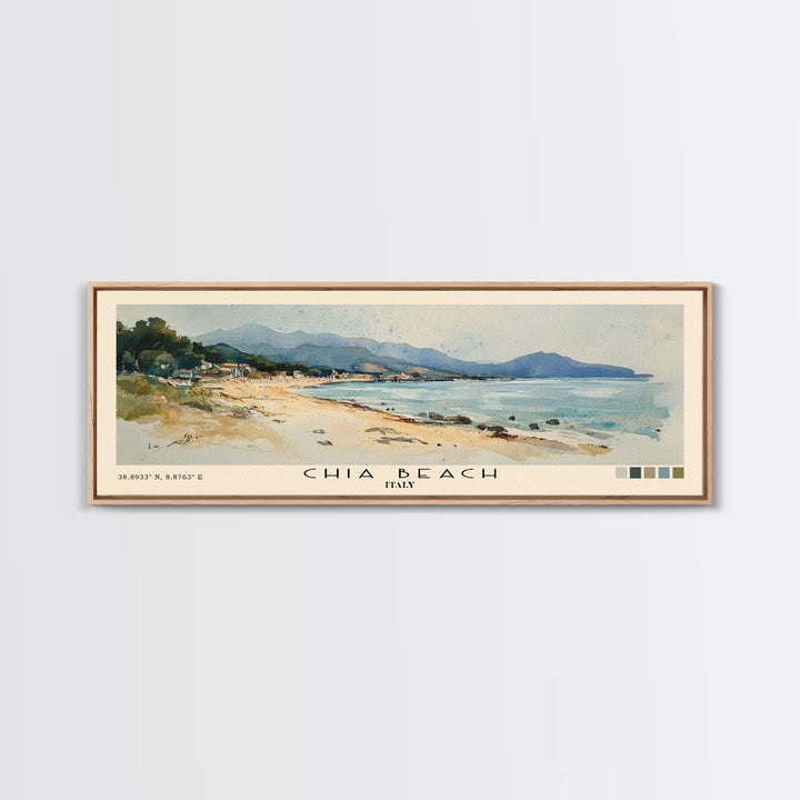 Chia Beach, Italy Watercolor Print, Vacation Gift, Italy Wall Art, Beach Painting, Beach Decor, Beach Or Lakehouse Art