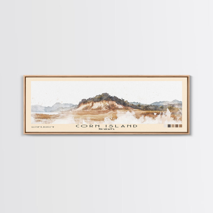 Corn Island, NICARAGUA Watercolor Print, Vacation Gift, NICARAGUA Wall Art, Beach Painting, Beach Decor, Large Wall Art, Wood Frame Art