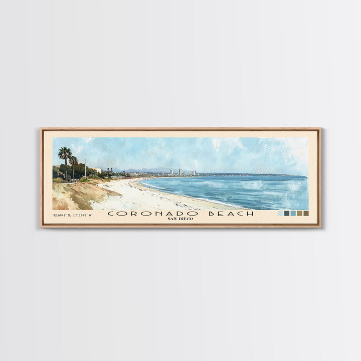 Coronado Beach, San Diego Watercolor Beach Print, Vacation Gift, San Diego Wall Art, Beach Painting, Beach Decor, Beach Painting