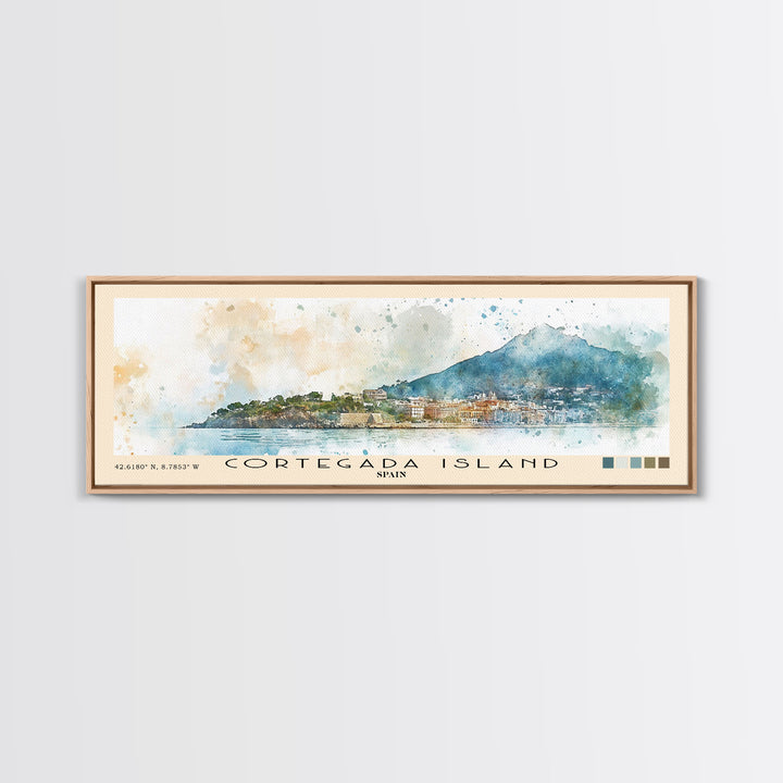 Cortegada Island, Spain Watercolor Beach Print, Vacation Gift, Spain Wall Art, Framed Canvas Print, Framed Beach Painting