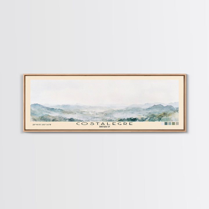 Costalegre, Mexico Watercolor Print, Vacation Gift, Mexico Wall Art, Beach Painting, Beach Decor, Large Wall Art, Wood Frame Art