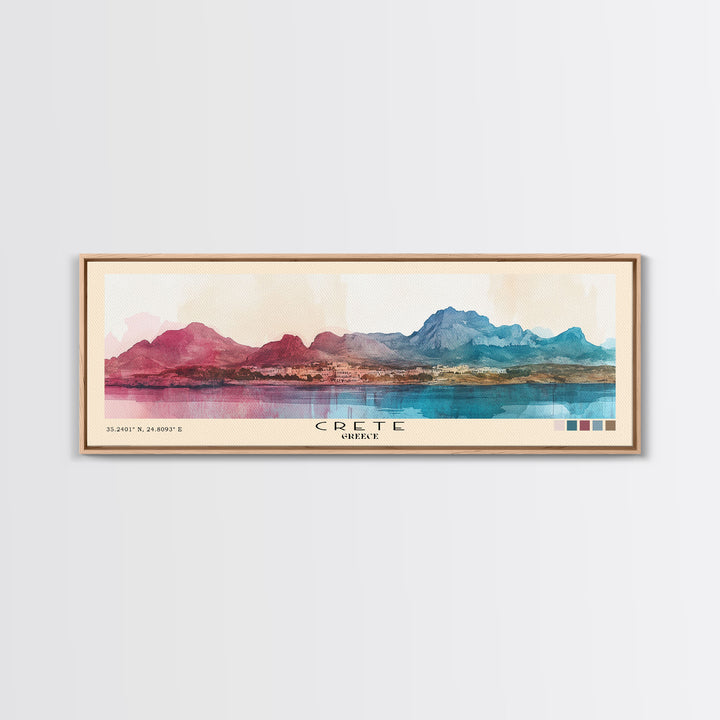 Crete, Greece Watercolor Beach Print, Vacation Gift, Greece Wall Art, Beach Painting, Beach Decor, Beach Painting