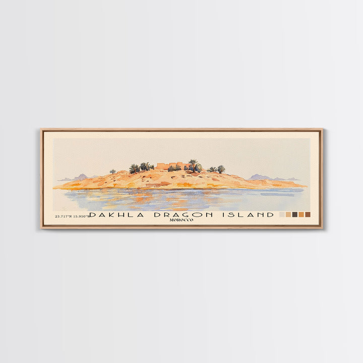Dakhla dragon island, Morocco Watercolor Beach Print, Vacation Gift, Morocco Wall Art, Beach Painting, Beach Decor, Beach Painting