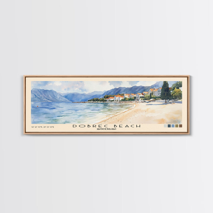 Dobrec Beach, Montenegro Watercolor Beach Print, Vacation Gift, Montenegro Wall Art, Beach Painting, Beach Decor, Beach Painting