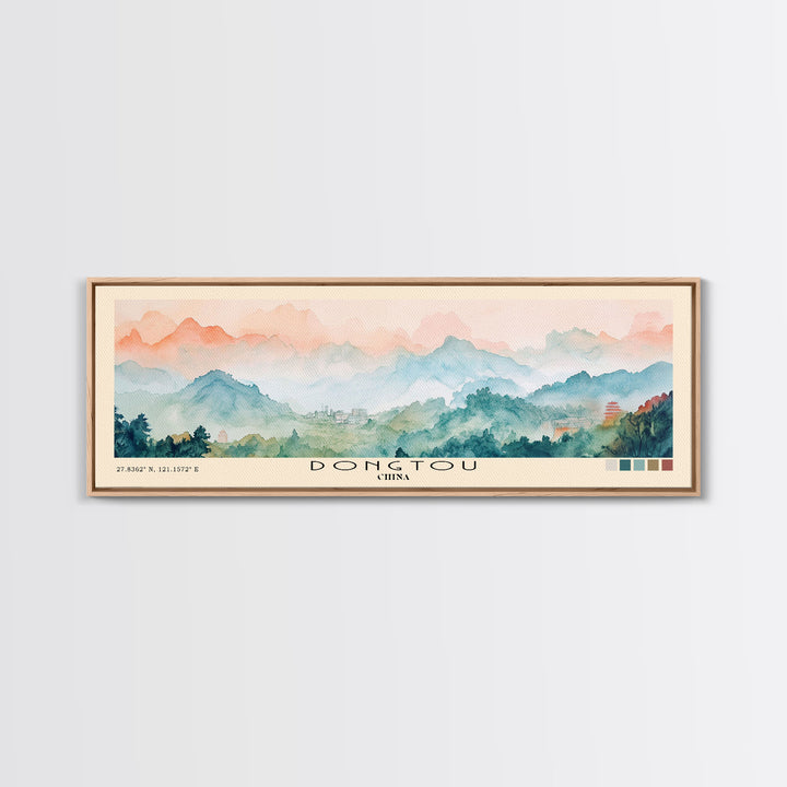 Dongtou, China Watercolor Print, Vacation Gift, China Wall Art, Beach Painting, Beach Decor, Large Wall Art, Wood Frame Art