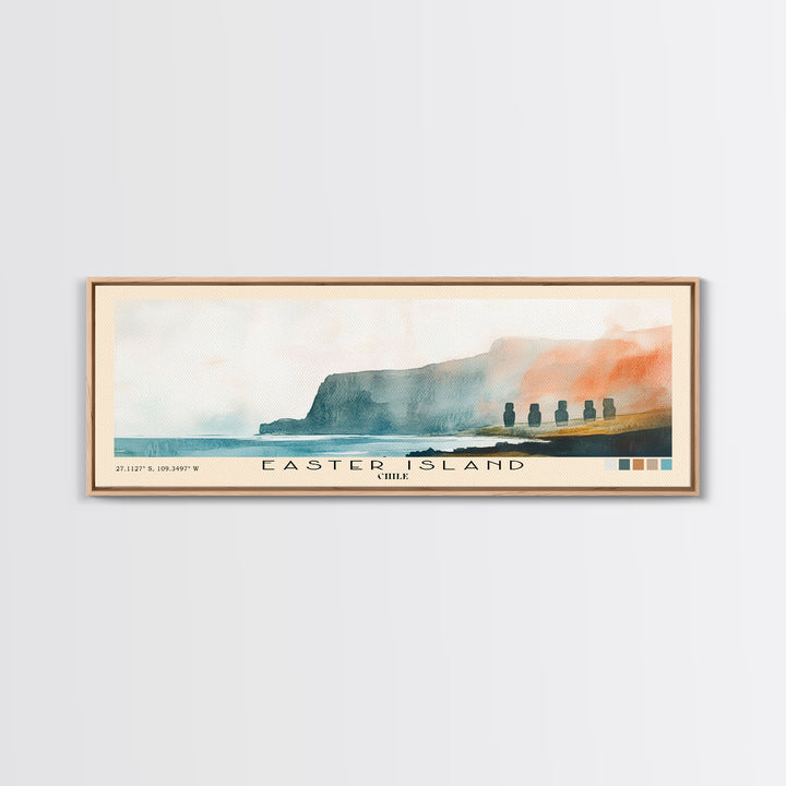 Easter Island, Chile Watercolor Beach Print, Vacation Gift, Chile Wall Art, Beach Painting, Beach Decor, Beach Painting