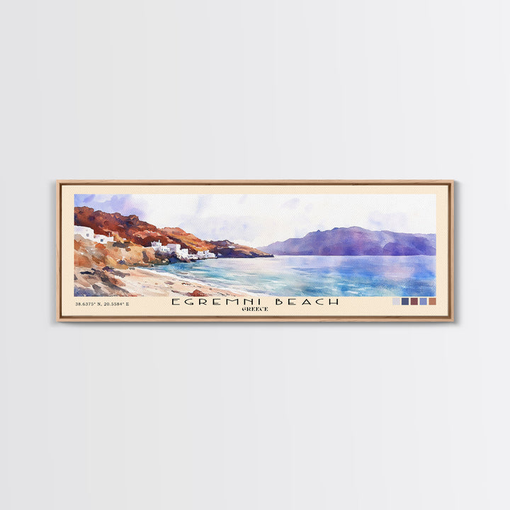 Egremni Beach, Greece Watercolor Print, Vacation Gift, Greece Wall Art, Vacation Wall Art, Vacatation Memories, Beach Decor, Beach Or Lakehouse Art
