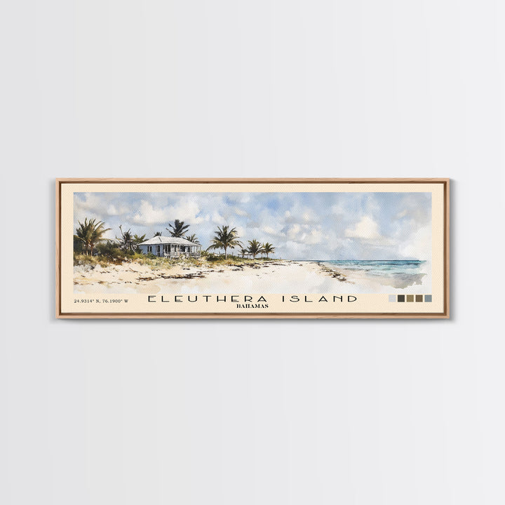 Eleuthera Island, Bahamas Watercolor Print, Vacation Gift, Bahamas Wall Art, Beach Painting, Beach Decor, Large Wall Art, Wood Frame Art