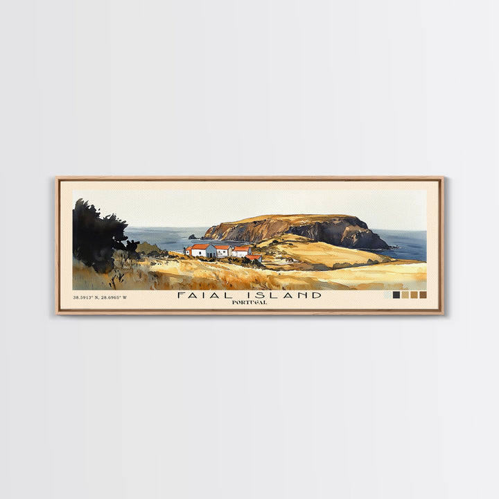 Faial Island, Portugal Watercolor Beach Print, Vacation Gift, Portugal Wall Art, Framed Canvas Print, Framed Beach Painting