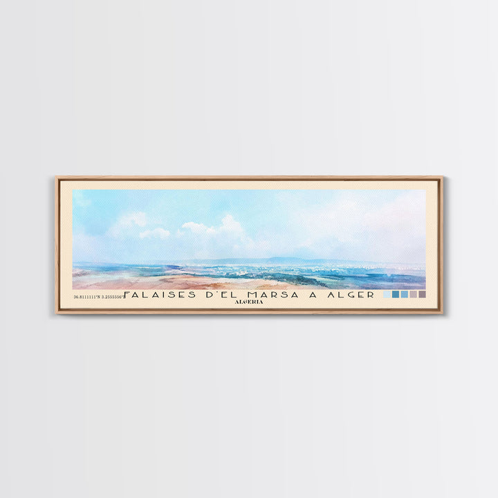 Falaises d’El Marsa a Alger, Algeria Watercolor Print, Vacation Gift, Algeria Wall Art, Beach Painting, Beach Decor, Beach Or Lakehouse Art