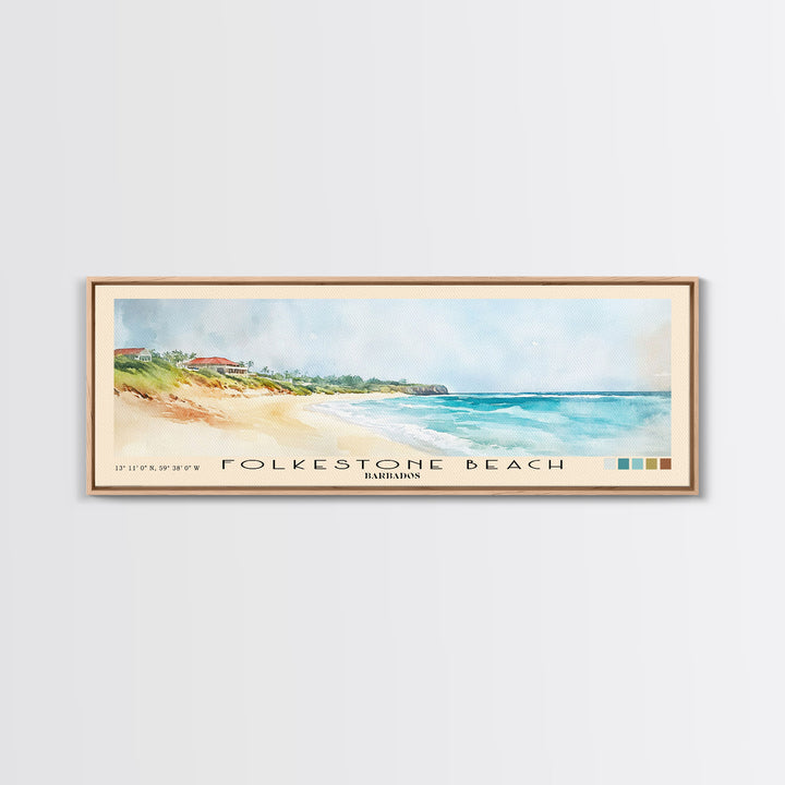 Folkestone Beach, Barbados Watercolor Beach Print, Vacation Gift, Barbados Wall Art, Beach Painting, Beach Decor, Beach Painting