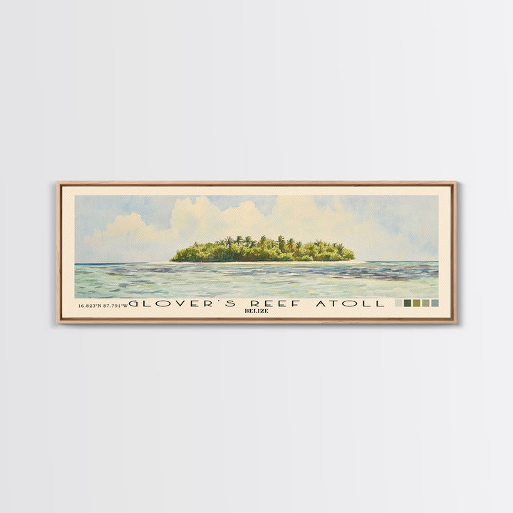Glover’s Reef Atoll, Belize Watercolor Beach Print, Vacation Gift, Belize Wall Art, Beach Painting, Beach Decor, Beach Painting