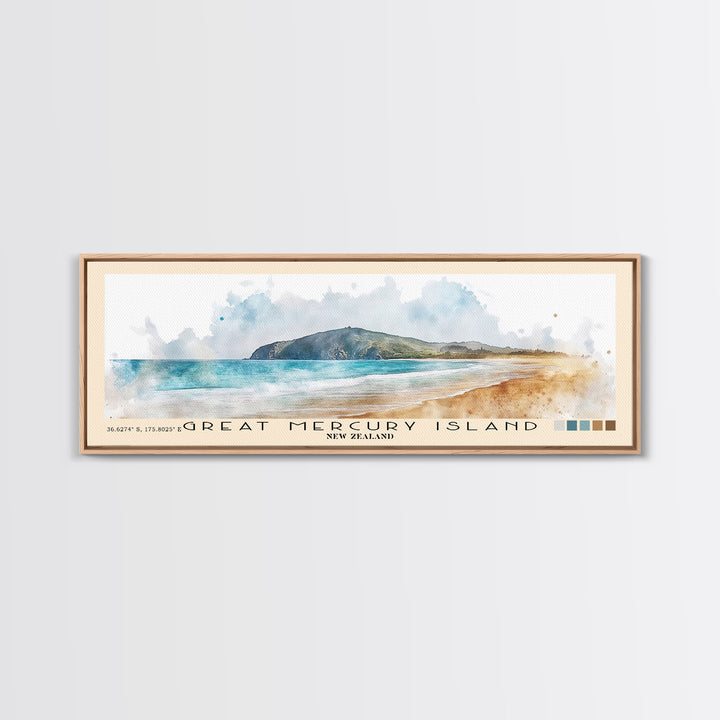 Great Mercury Island, New Zealand Watercolor Print, Vacation Gift, New Zealand Wall Art, Vacation Wall Art, Vacatation Memories, Beach Decor, Beach Or Lakehouse Art