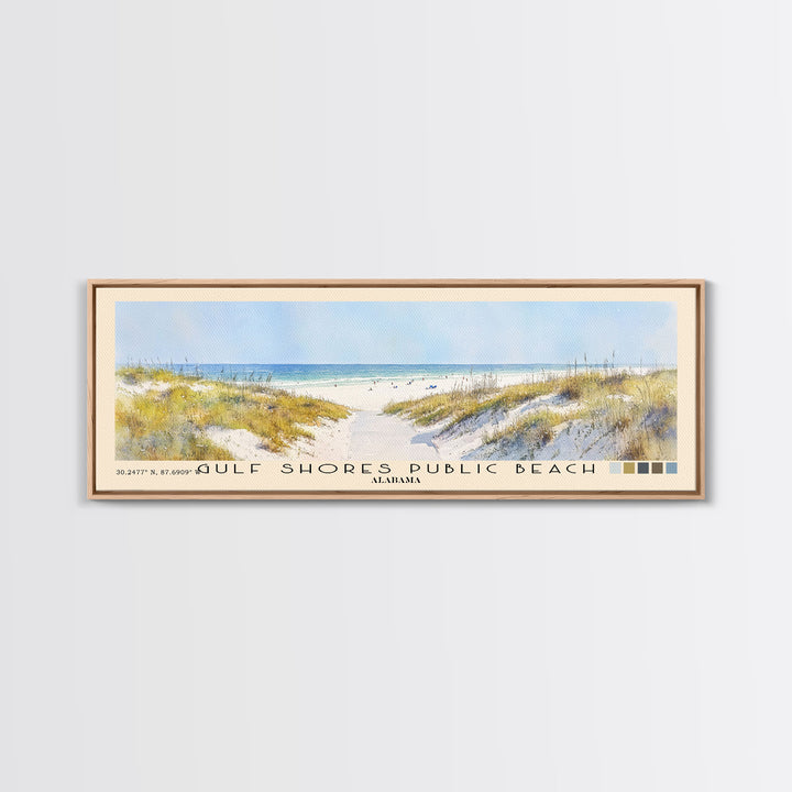 Gulf Shores Public Beach, Alabama Watercolor Print, Vacation Gift, Alabama Wall Art, Beach Painting, Beach Decor, Large Wall Art, Wood Frame Art