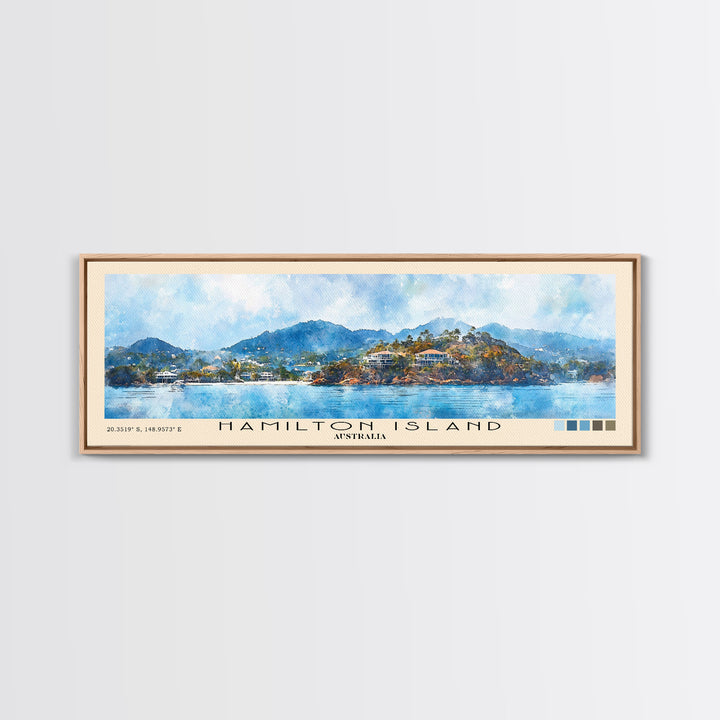 Hamilton Island, Australia Watercolor Print, Vacation Gift, Australia Wall Art, Beach Painting, Beach Decor, Large Wall Art, Wood Frame Art