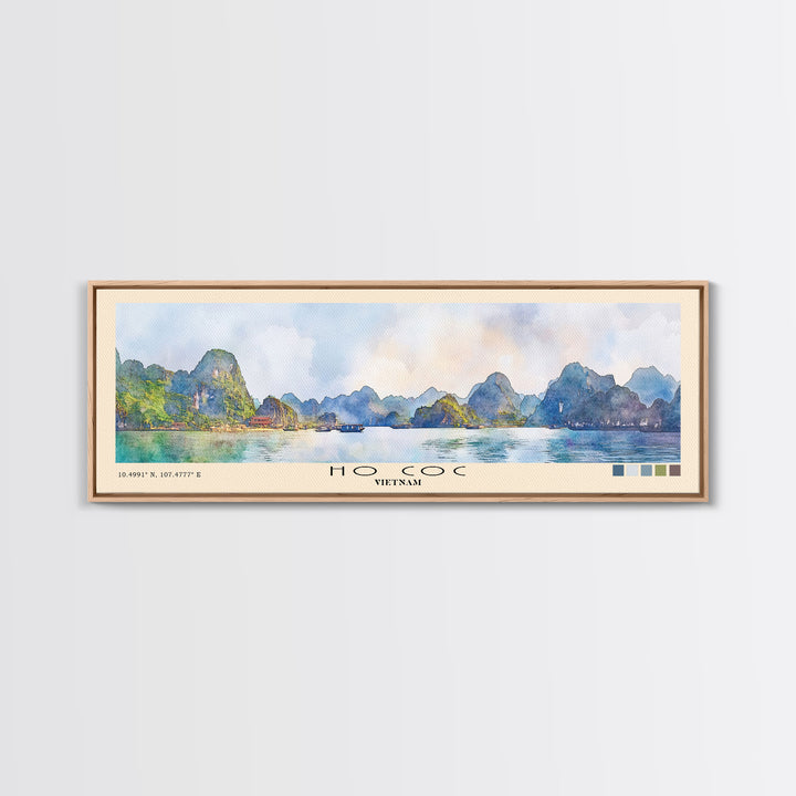 Ho Coc, Vietnam Watercolor Print, Vacation Gift, Vietnam Wall Art, Beach Painting, Beach Decor, Large Wall Art, Wood Frame Art