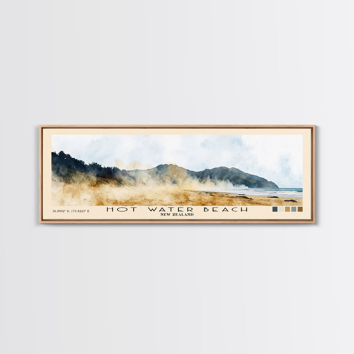 Hot Water Beach, New Zealand Watercolor Beach Print, Vacation Gift, New Zealand Wall Art, Beach Painting, Beach Decor, Beach Painting