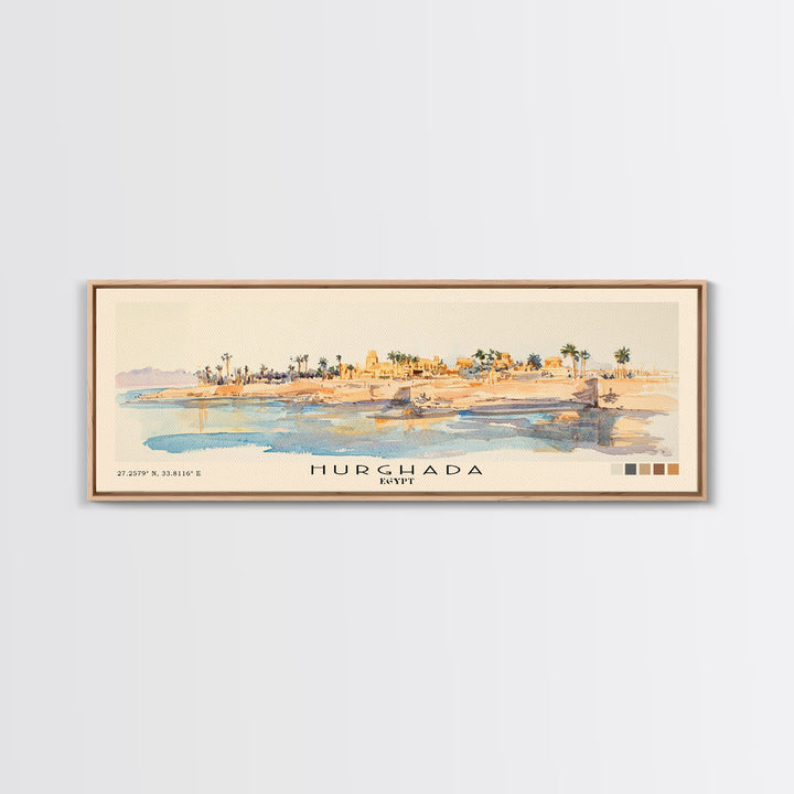 Hurghada, Egypt Watercolor Beach Print, Vacation Gift, Egypt Wall Art, Beach Painting, Beach Decor, Beach Painting