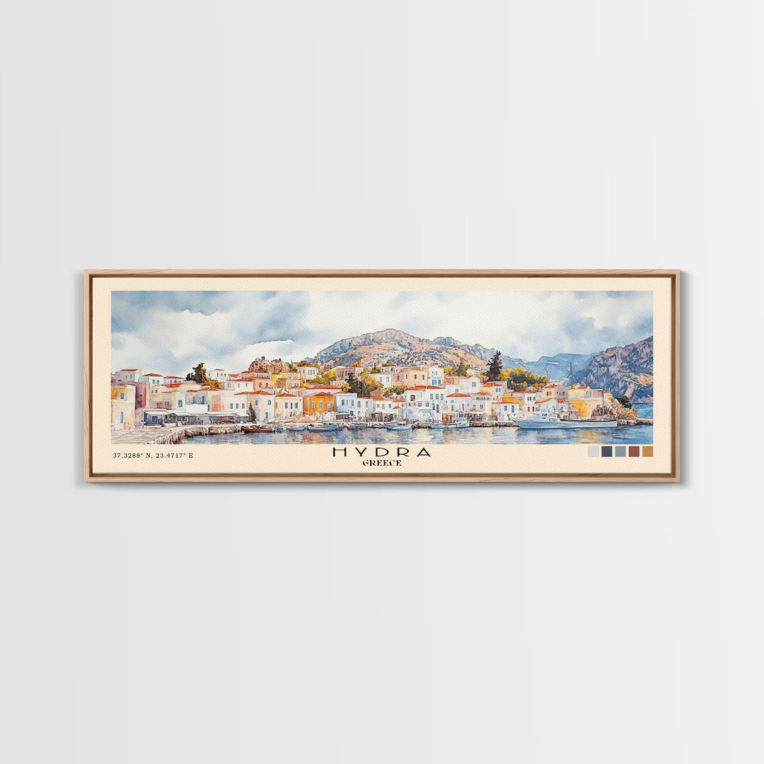 Hydra, Greece Watercolor Print, Vacation Gift, Greece Wall Art, Vacation Wall Art, Vacatation Memories, Beach Decor, Beach Or Lakehouse Art