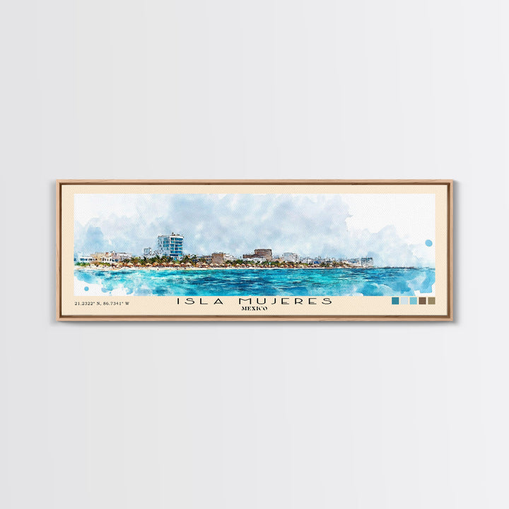 Isla Mujeres, Mexico Watercolor Beach Print, Vacation Gift, Mexico Wall Art, Beach Painting, Beach Decor, Beach Painting