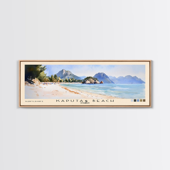Kaputaş Beach, Turkey Watercolor Beach Print, Vacation Gift, Turkey Wall Art, Beach Painting, Beach Decor, Beach Painting