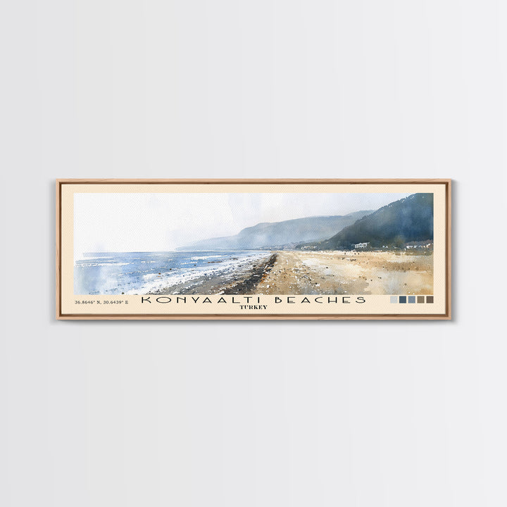Konyaaltı Beaches, Turkey Watercolor Beach Print, Vacation Gift, Turkey Wall Art, Beach Painting, Beach Decor, Beach Painting